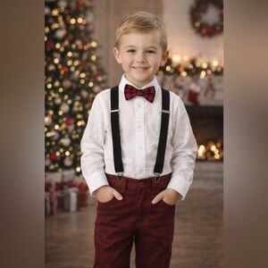 Boys' Suspender Set - Cat & Jack™ - Red Plaid: Elastic Adjustable Straps